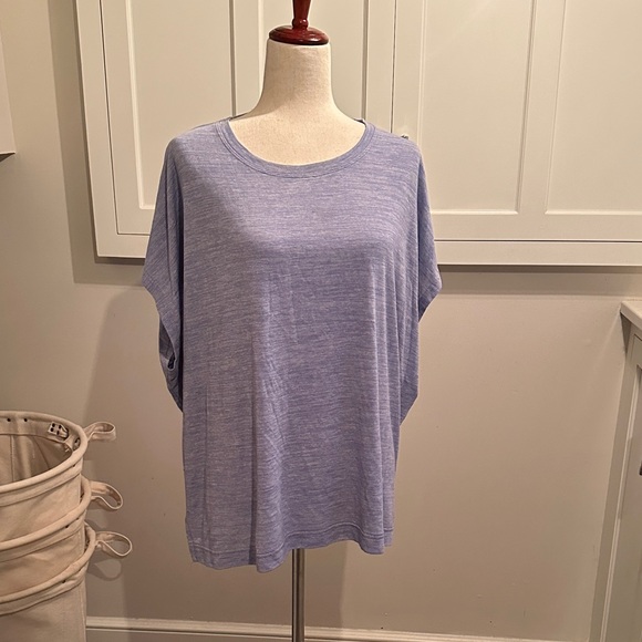 Athleta Soft Heather Blue Short Sleeve Top - Picture 1 of 5
